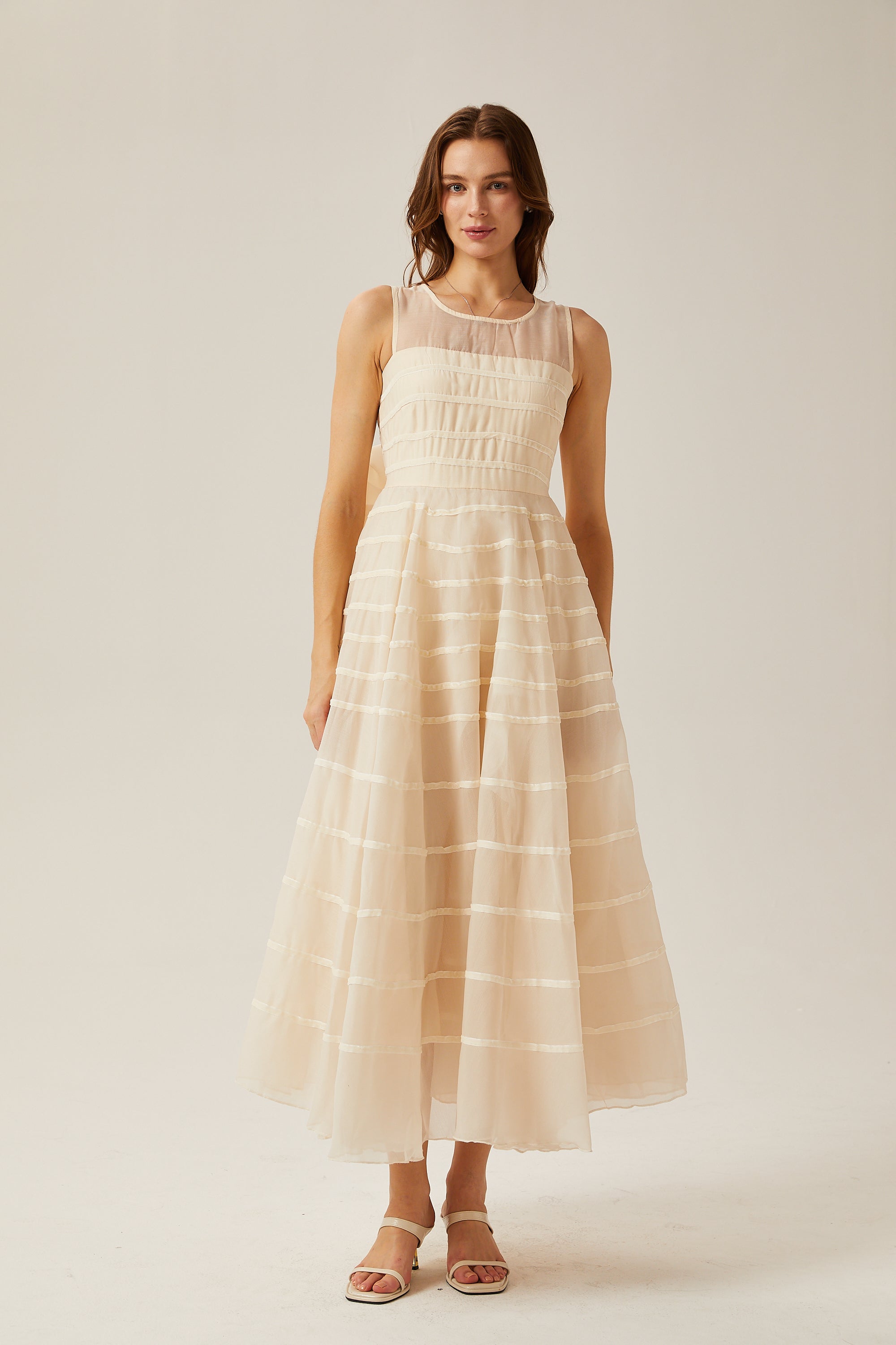 Hélène çizgili maksi elbise