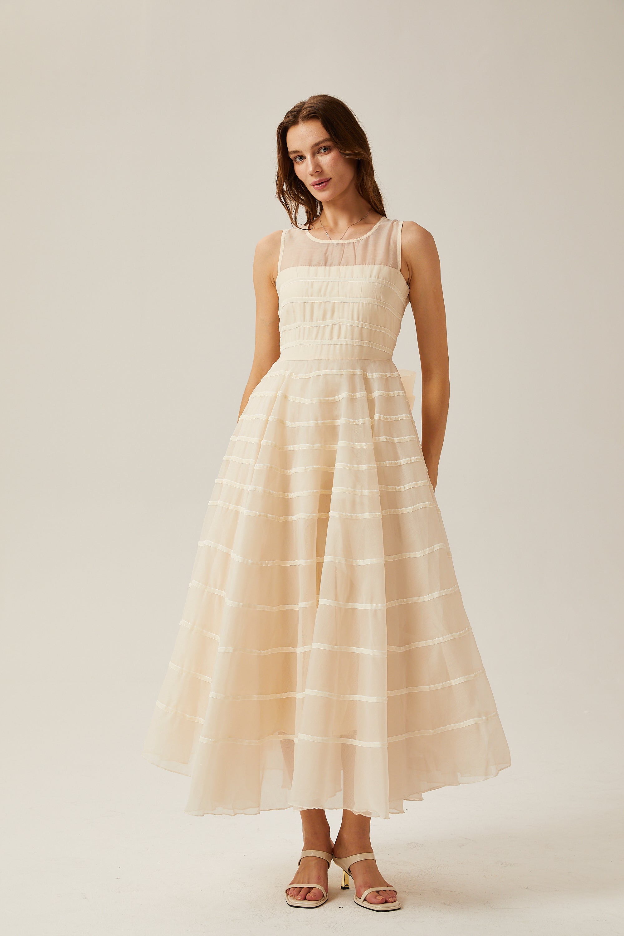 Hélène çizgili maksi elbise