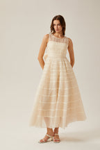 Hélène çizgili maksi elbise