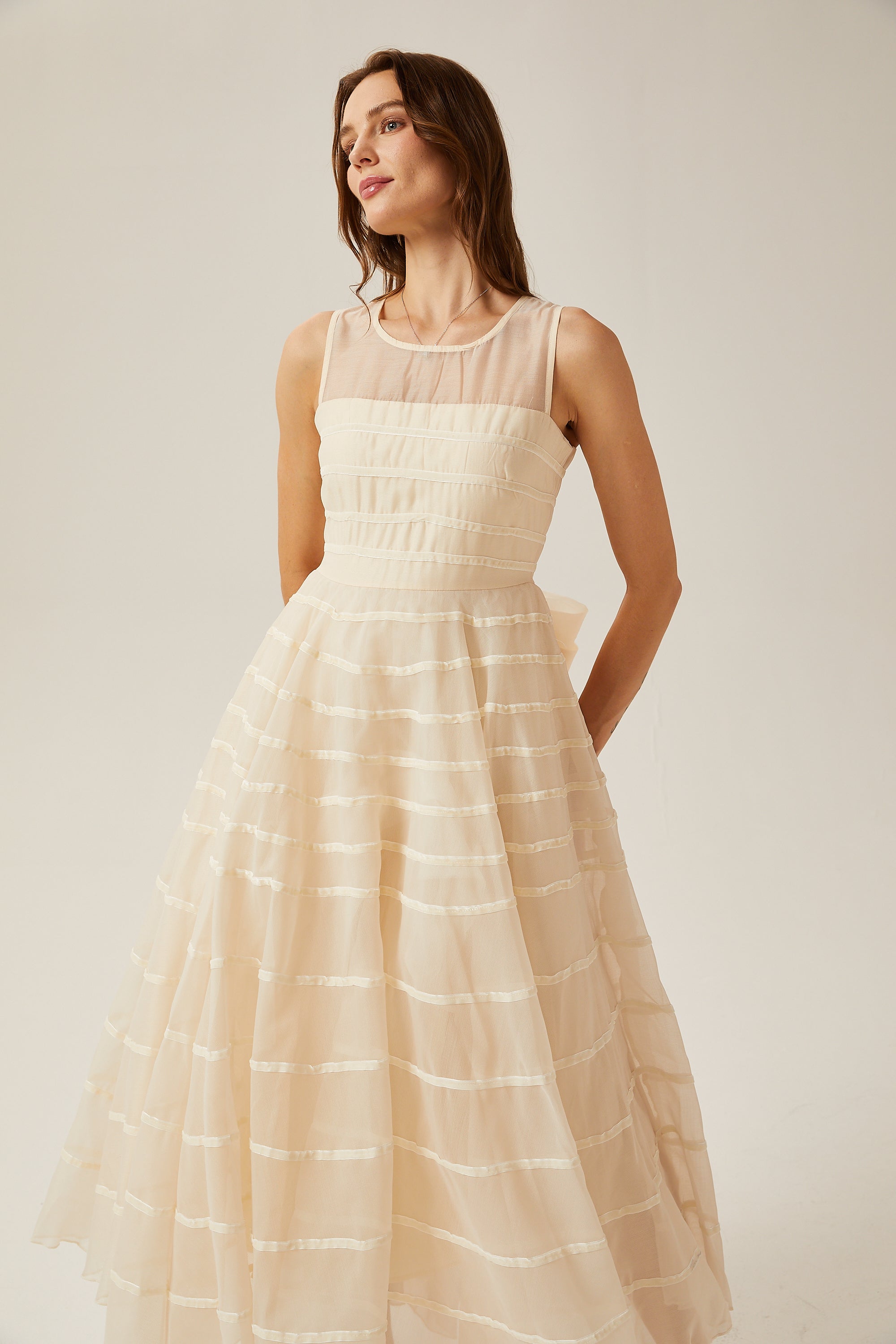 Hélène çizgili maksi elbise