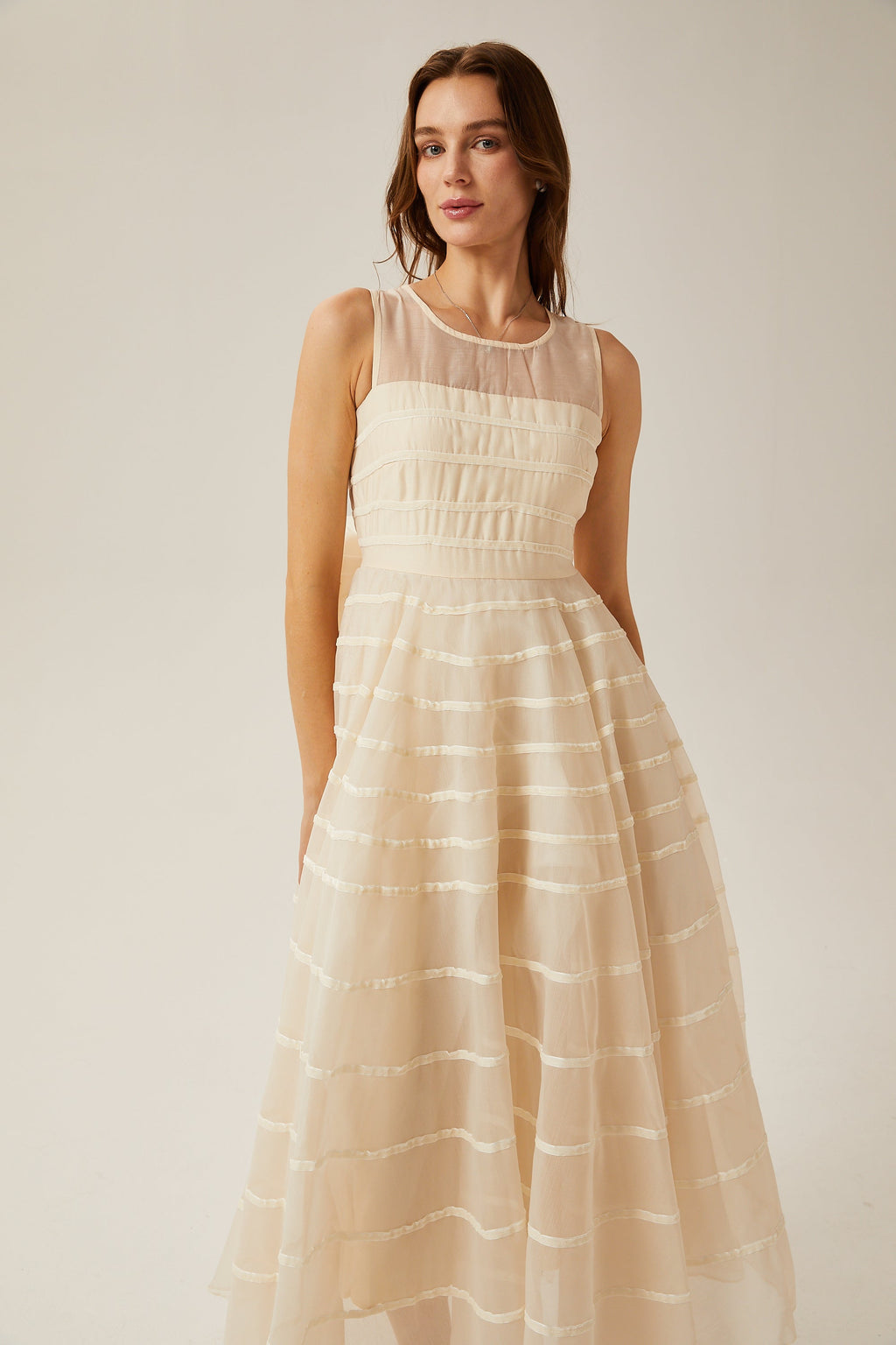 Hélène çizgili maksi elbise