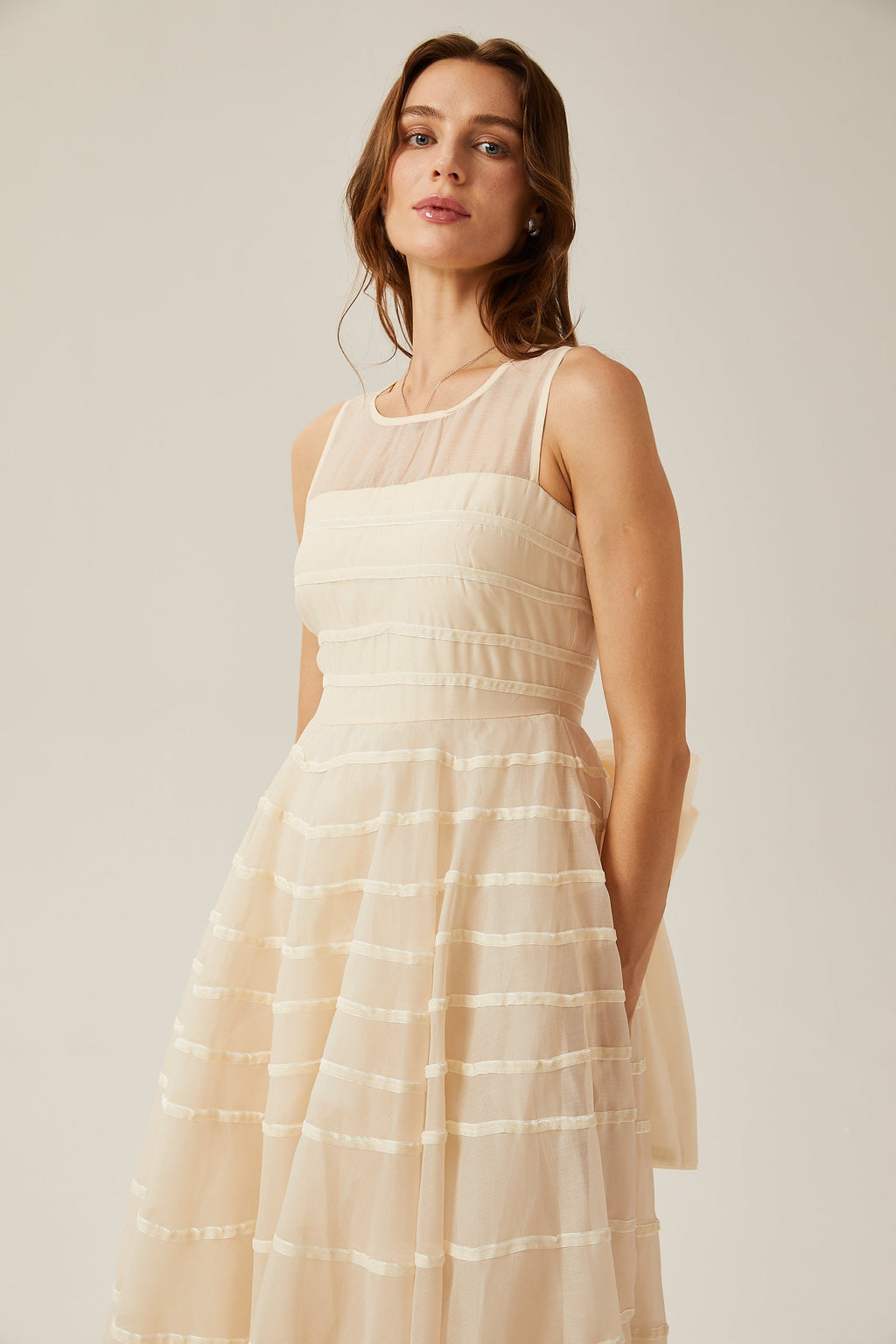 Hélène çizgili maksi elbise