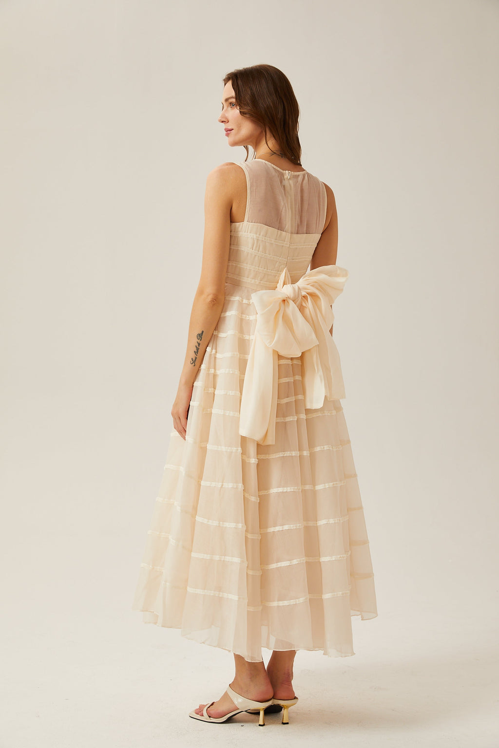 Hélène çizgili maksi elbise