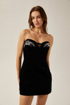 Isabelle kadife mini elbise