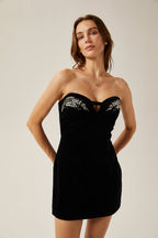 Isabelle kadife mini elbise