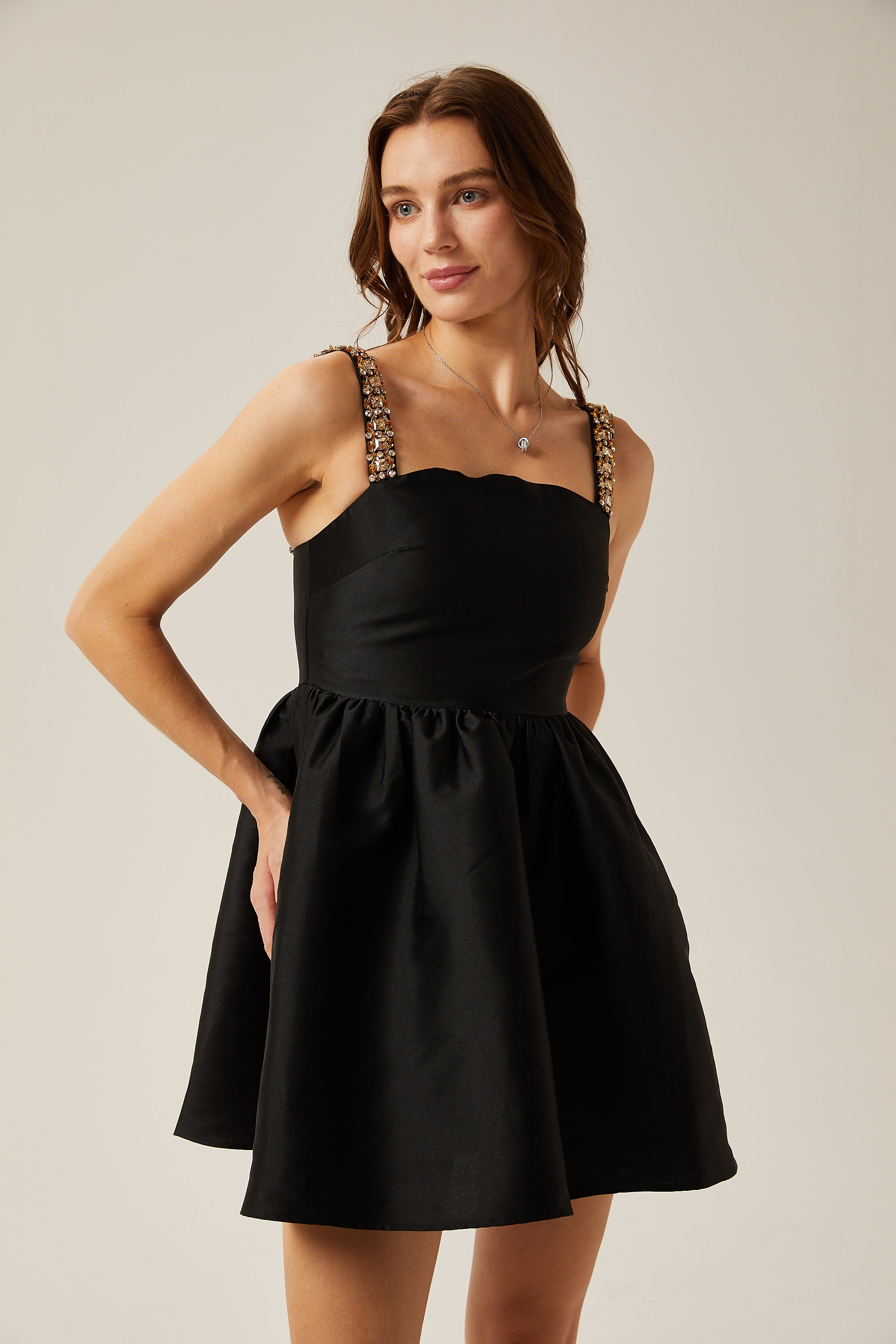 Ondine pile mini elbise