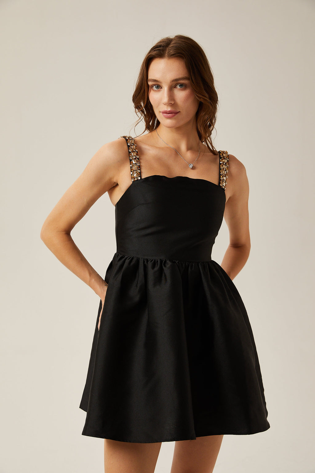 Ondine pile mini elbise