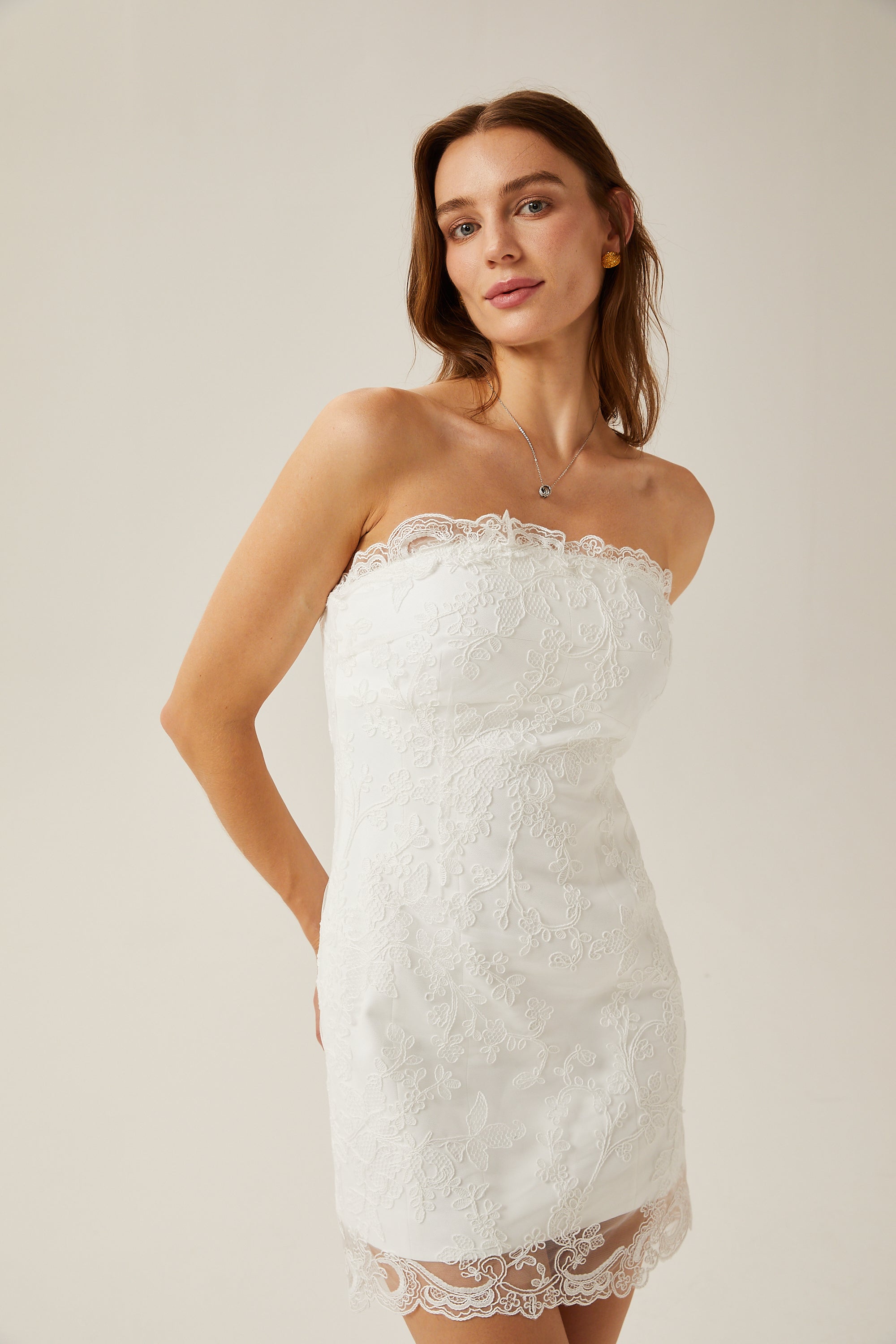 Valérie dantelli straplez mini elbise