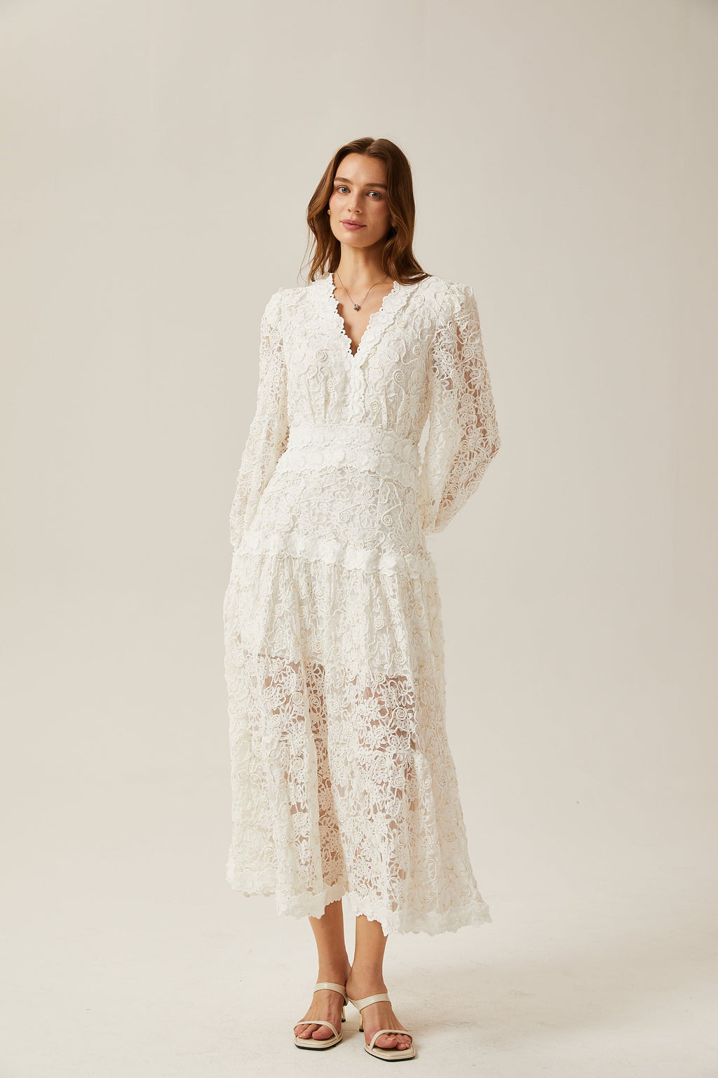 Sophie dantel midi elbise