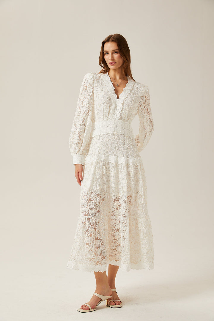 Sophie dantel midi elbise