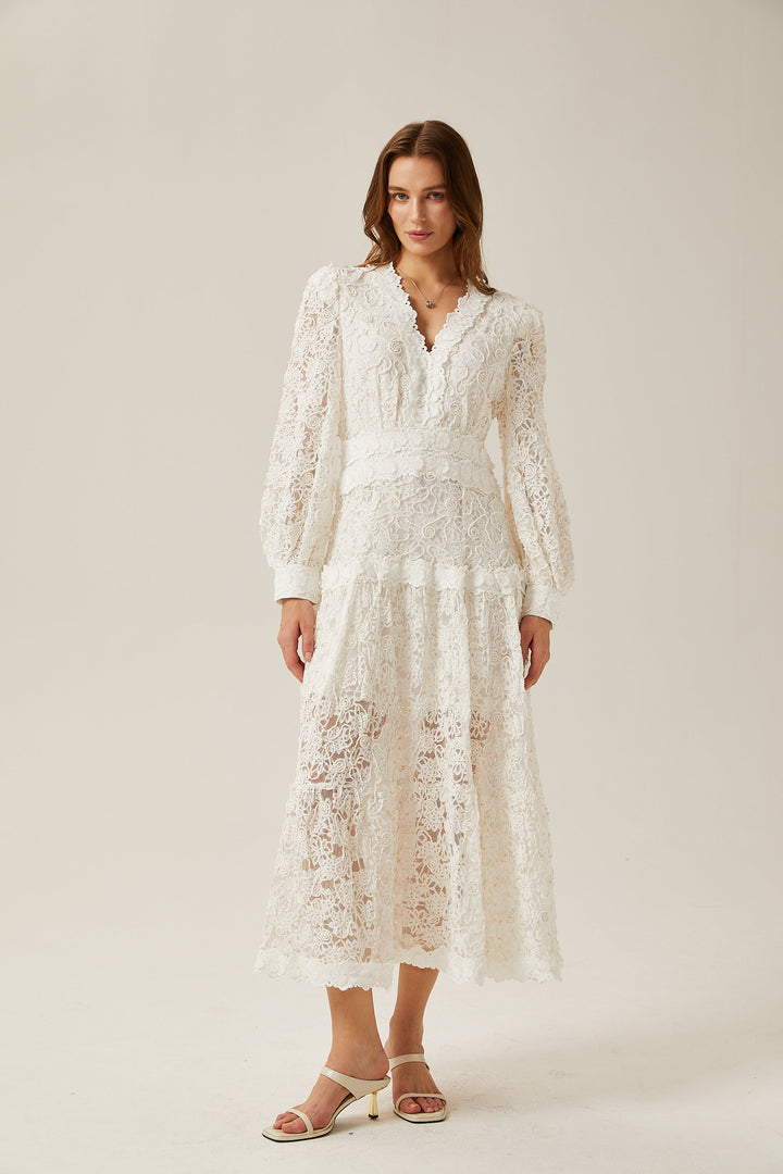 Sophie dantel midi elbise