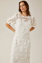 Valérie çiçekli dantel midi elbise