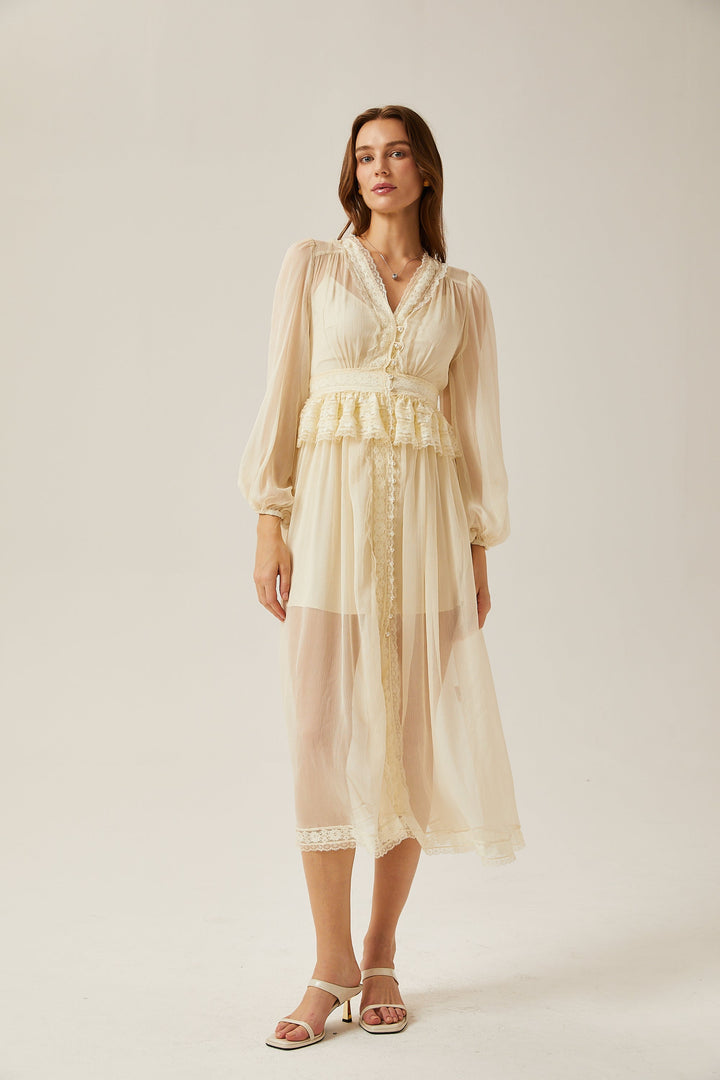 Delphine dantel midi elbise