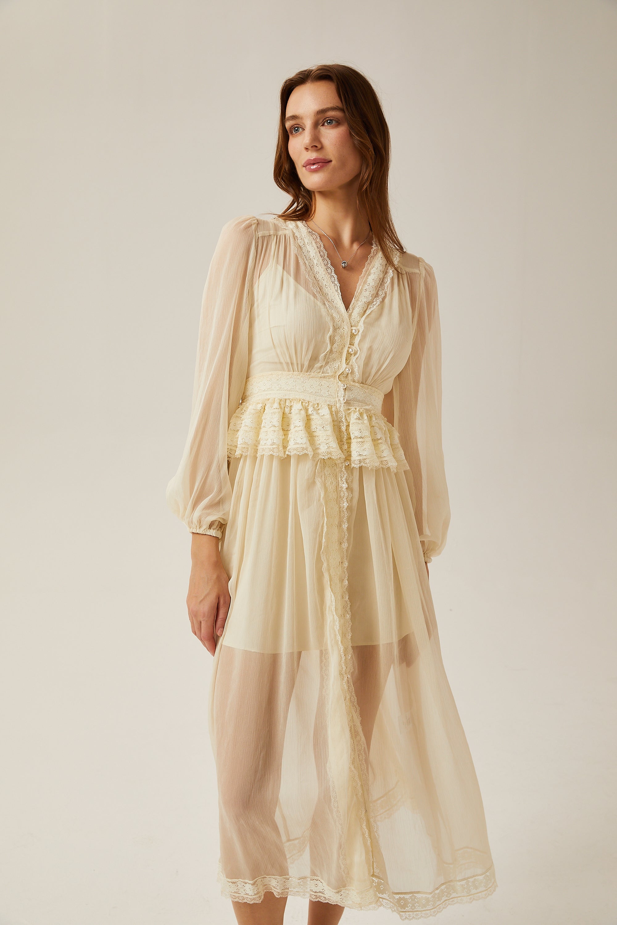 Delphine dantel midi elbise