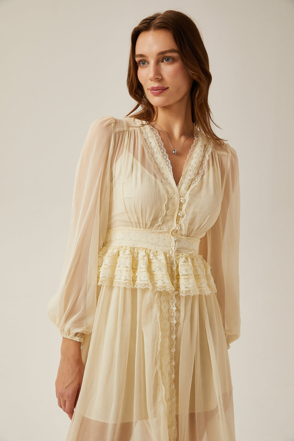 Delphine dantel midi elbise