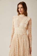 Éliane dantel midi elbise