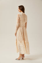 Éliane dantel midi elbise