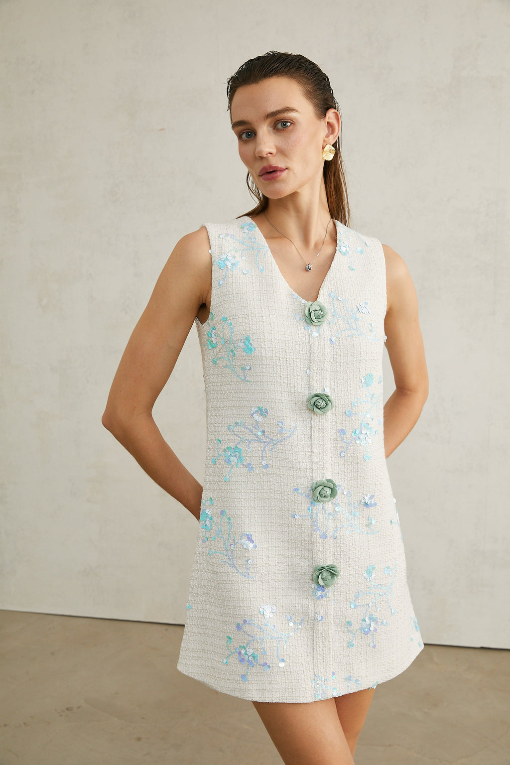 Madeleine çiçek mini elbise