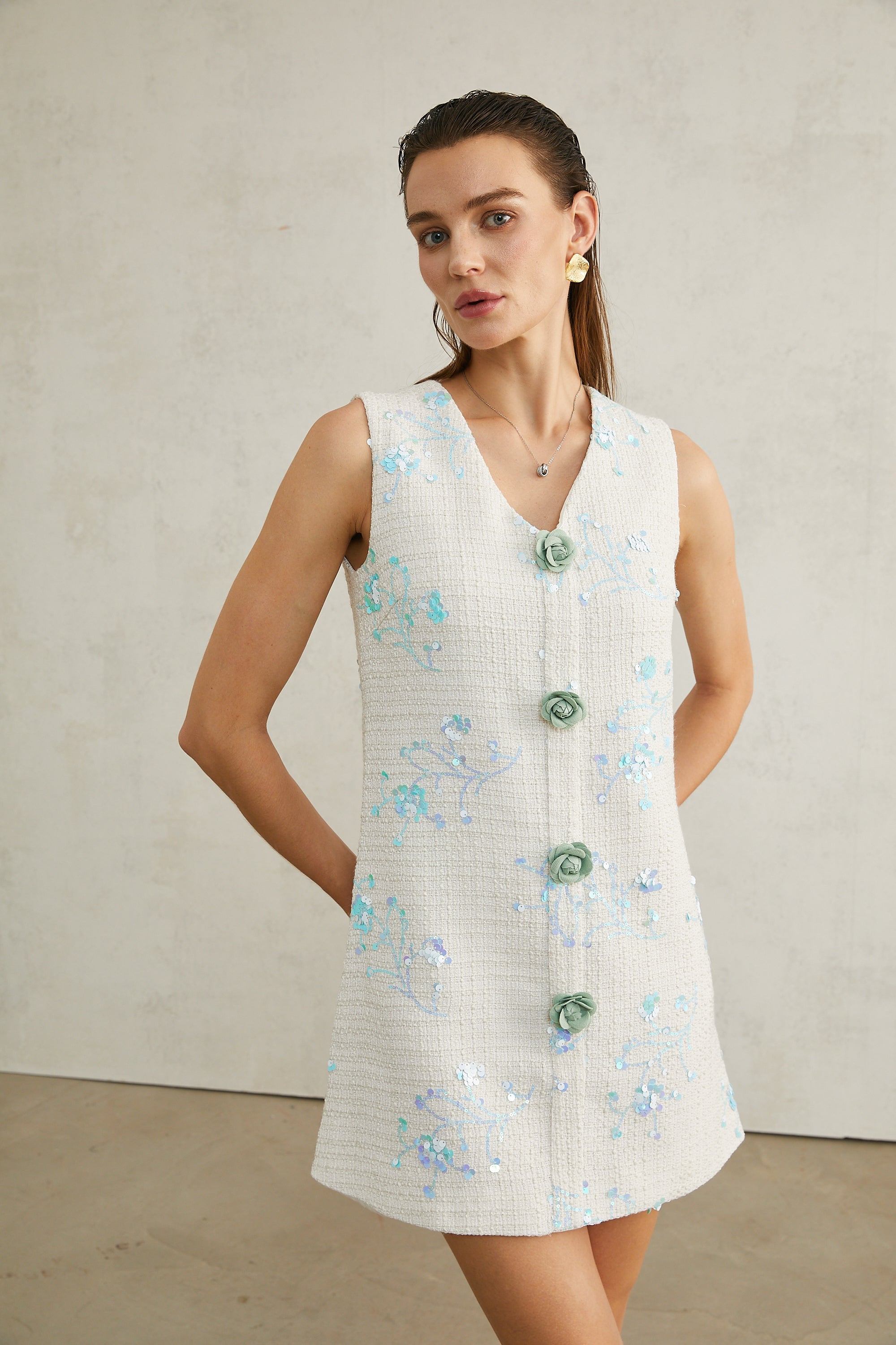 Madeleine çiçek mini elbise