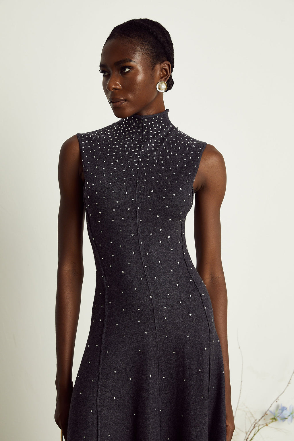 Véronique süslemeli midi elbise