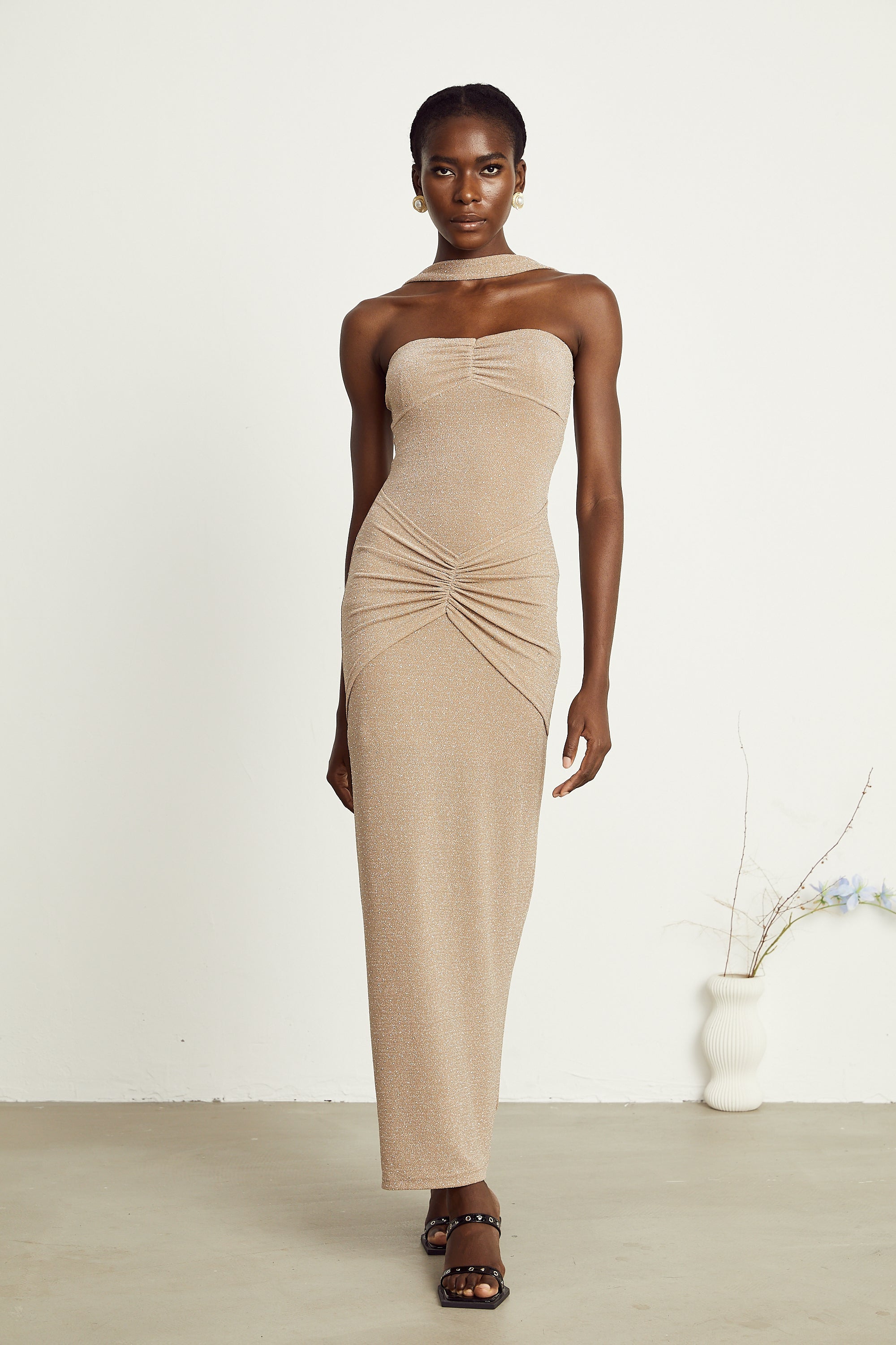 Gabrielle boncuk maksi elbise