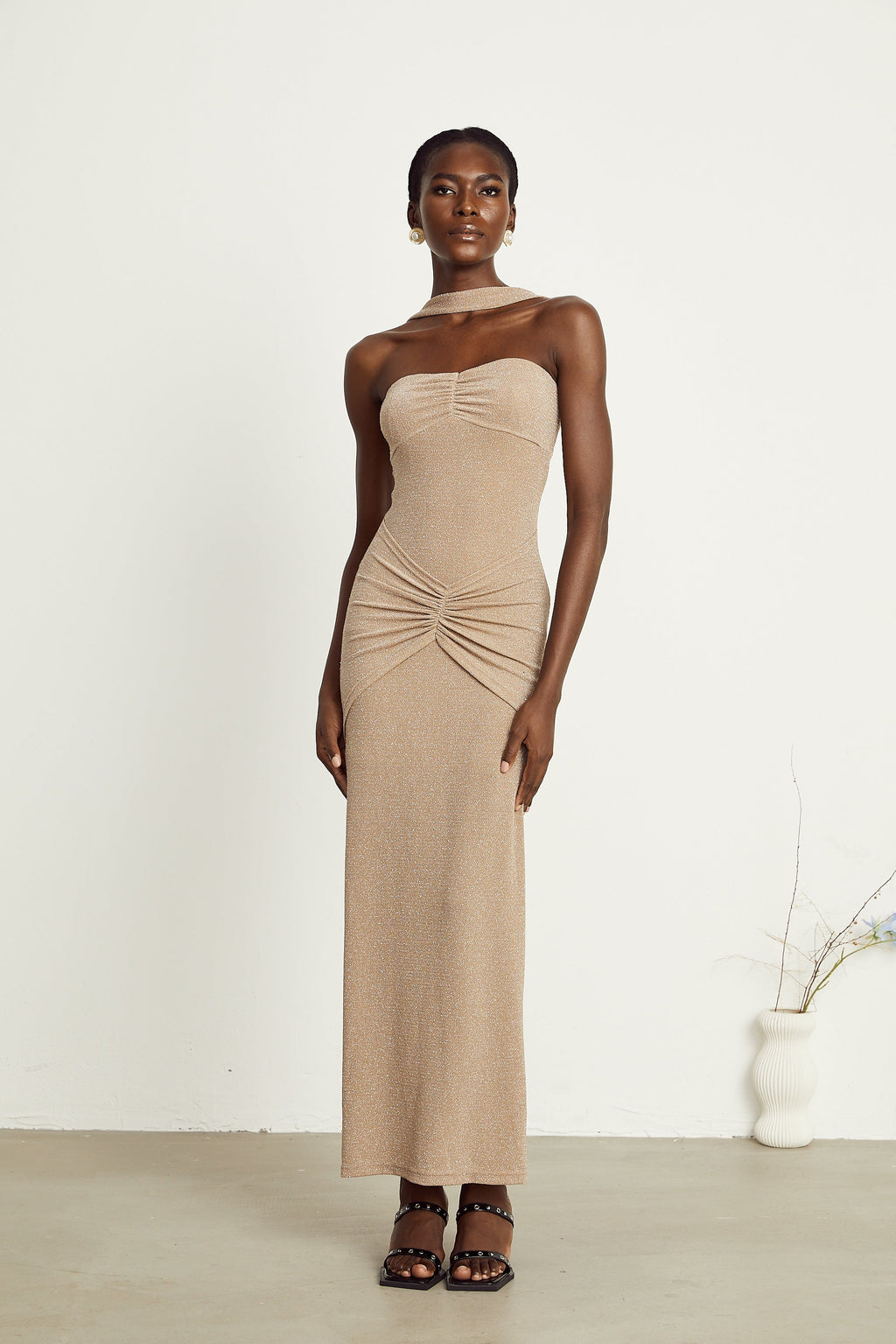 Gabrielle boncuk maksi elbise