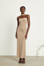 Gabrielle boncuk maksi elbise