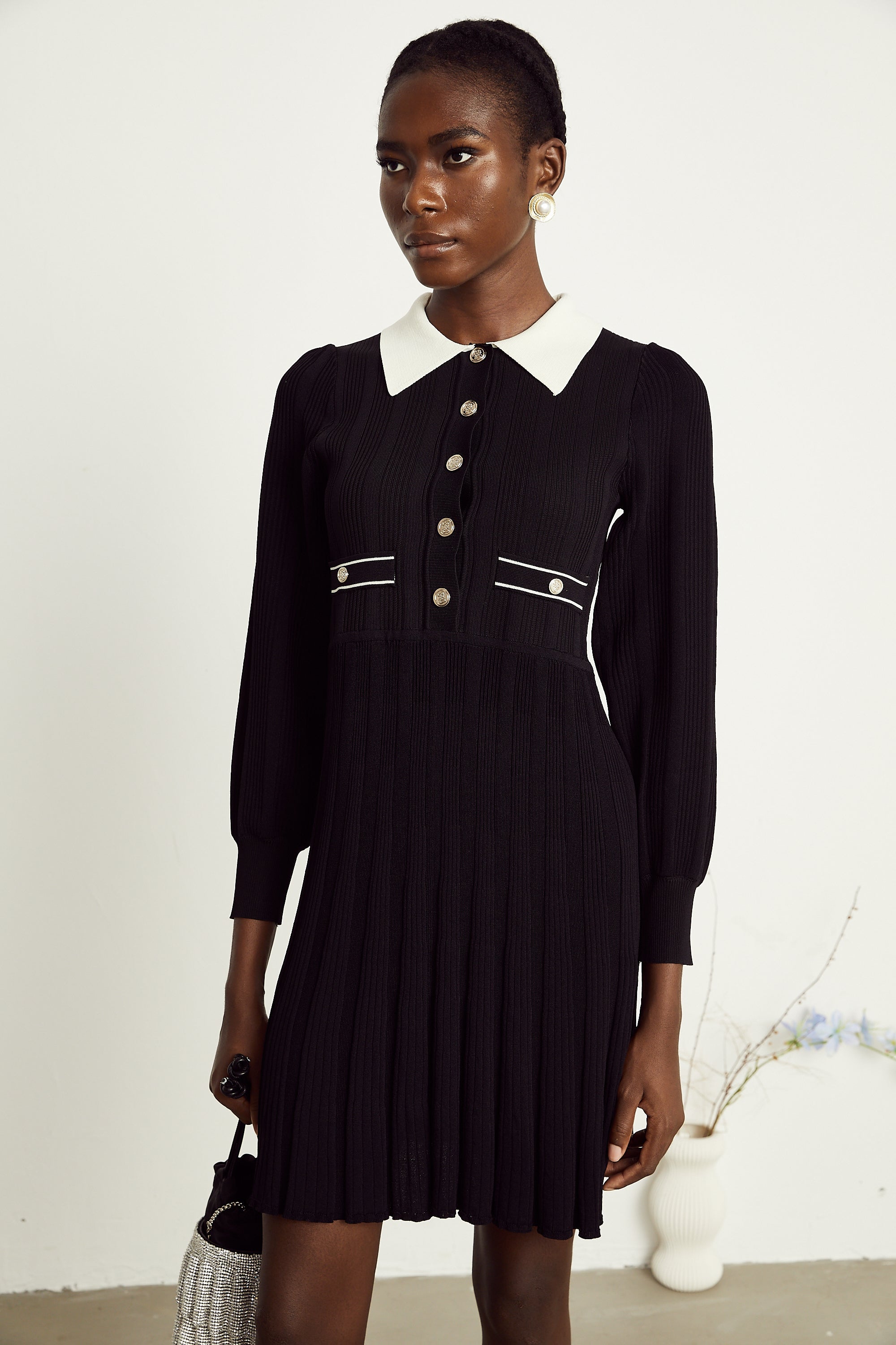 Rosalie örgü mini elbise