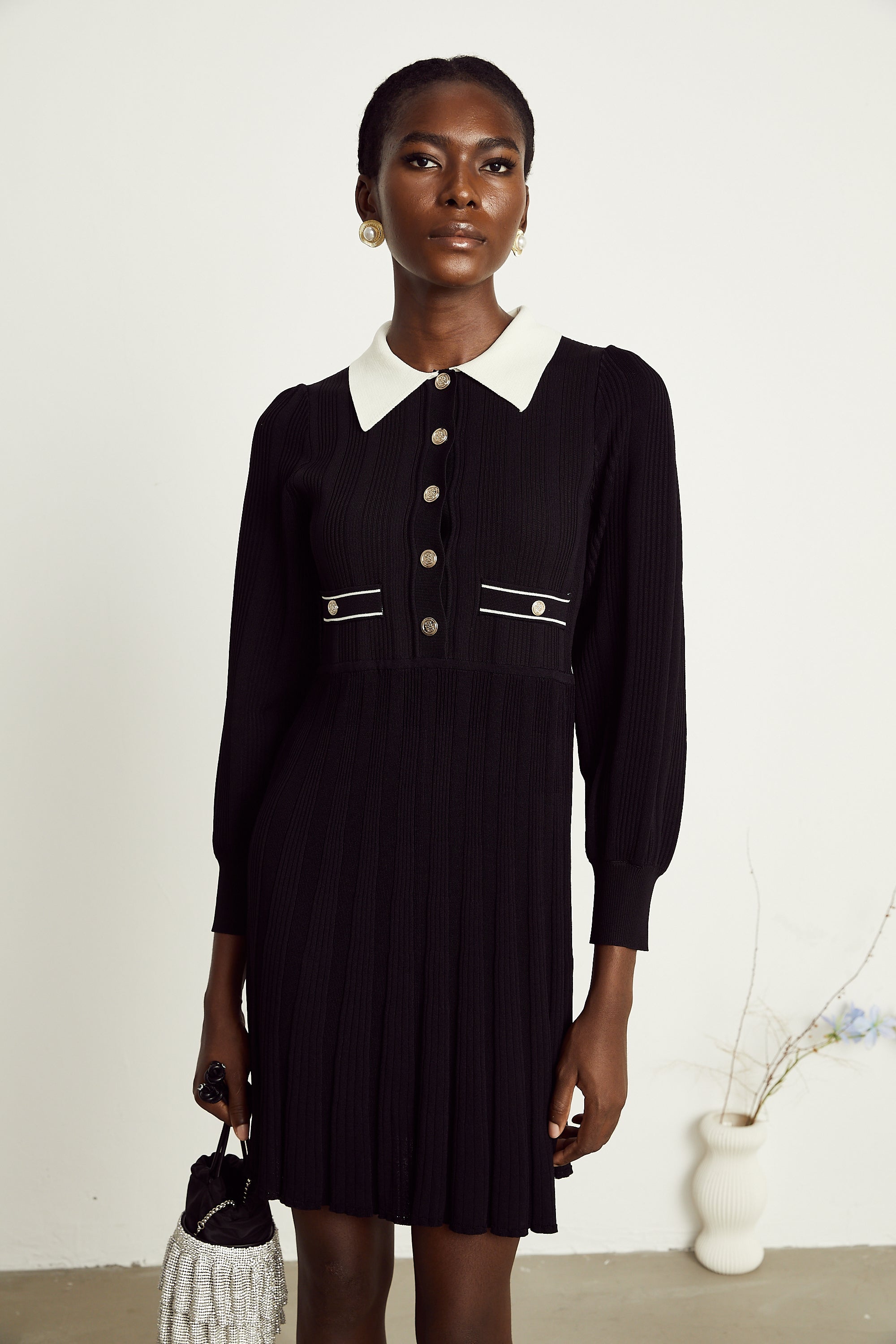 Rosalie örgü mini elbise