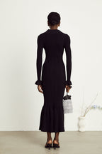 Priscille fırfırlı midi elbise