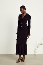 Priscille fırfırlı midi elbise