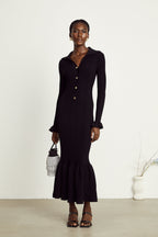 Priscille fırfırlı midi elbise