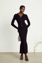 Priscille fırfırlı midi elbise