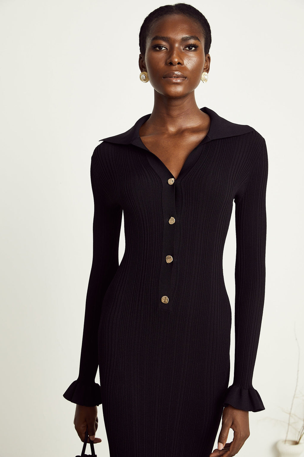 Priscille fırfırlı midi elbise