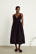 Manon büzgü midi elbise