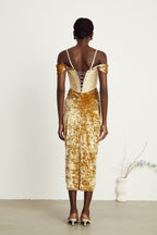 Jakarlı Korse Midi Elbise