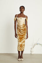 Jakarlı Korse Midi Elbise