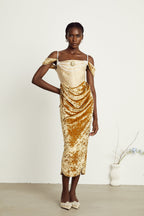 Jakarlı Korse Midi Elbise