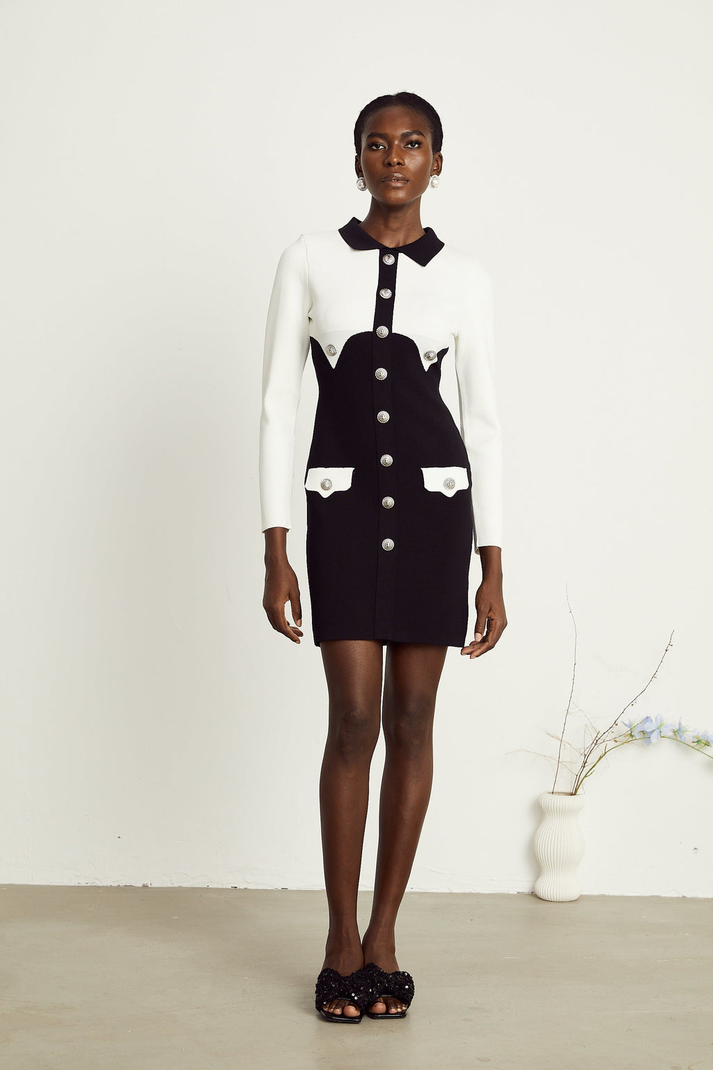 Perrine krep mini elbise