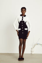 Perrine krep mini elbise