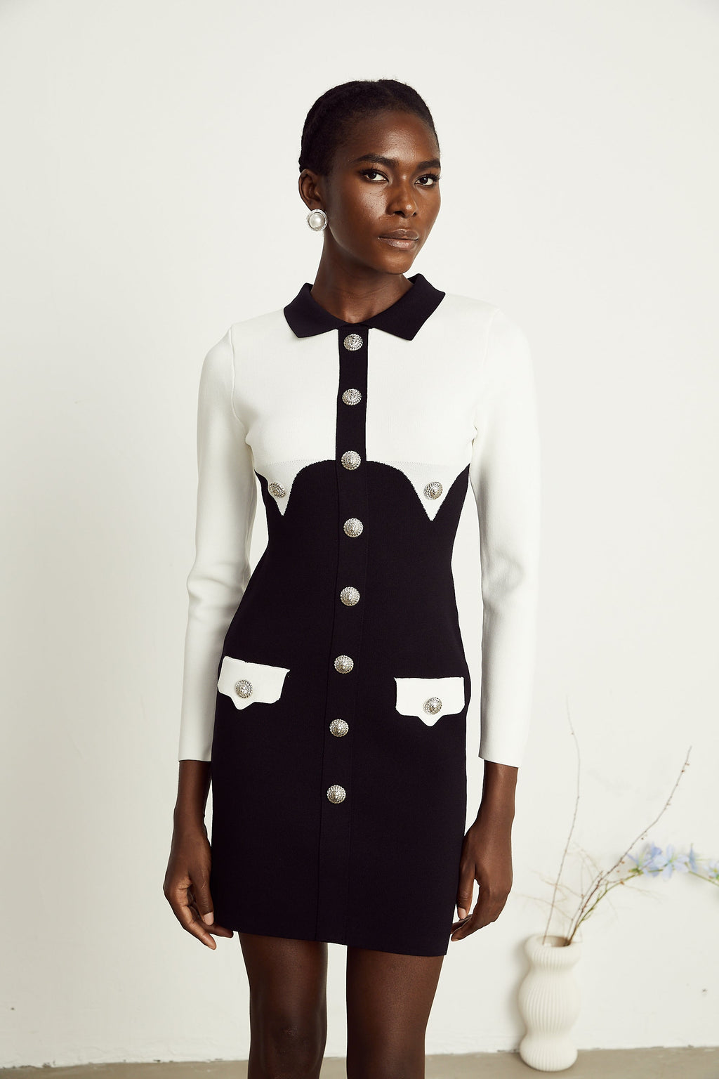 Perrine krep mini elbise