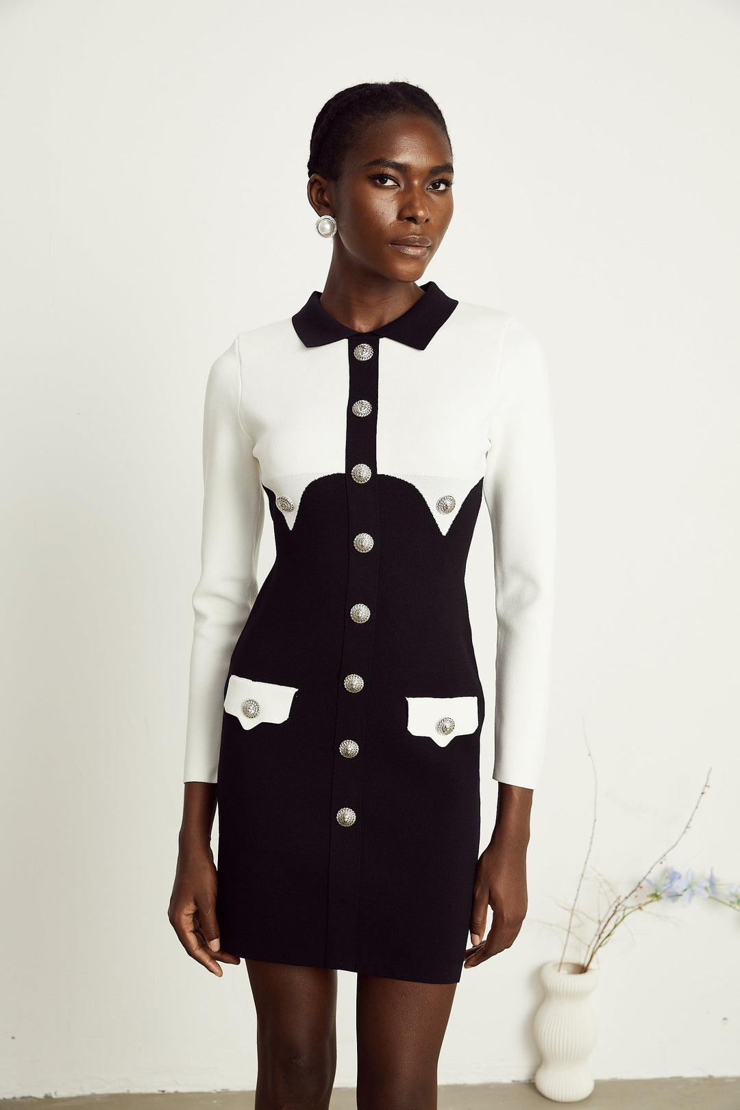 Perrine krep mini elbise