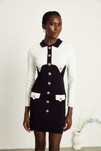 Perrine krep mini elbise