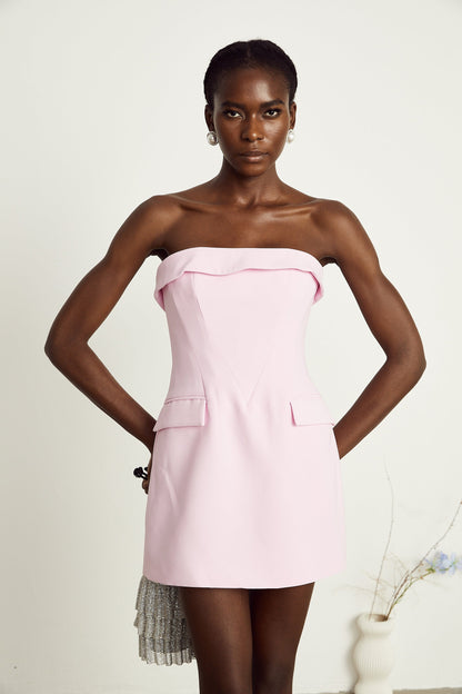 Amelie straplez mini elbise