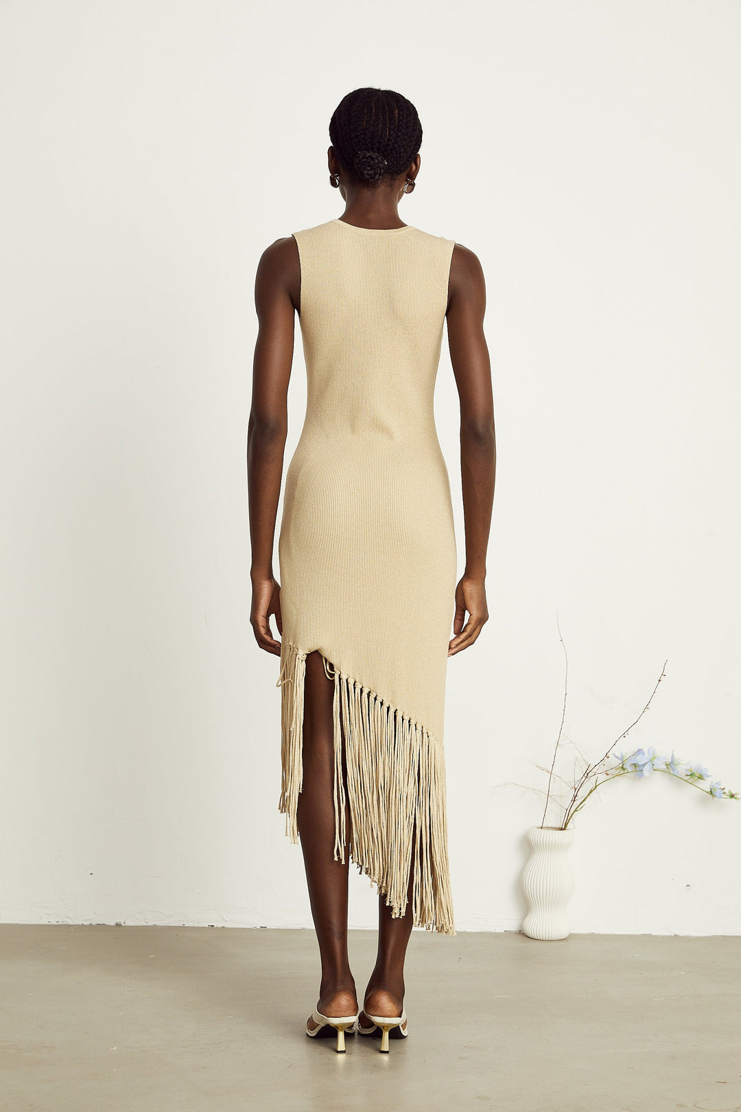 Sophie asimetrik midi elbise