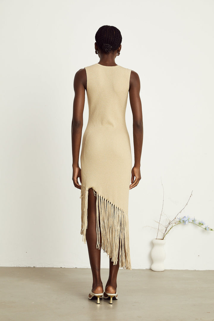 Sophie asimetrik midi elbise