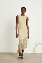 Sophie asimetrik midi elbise