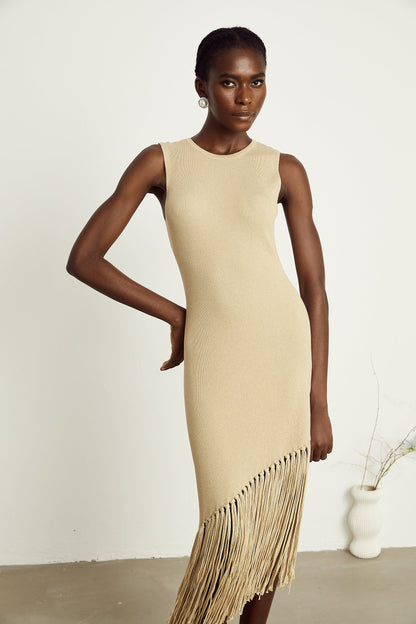 Sophie asimetrik midi elbise