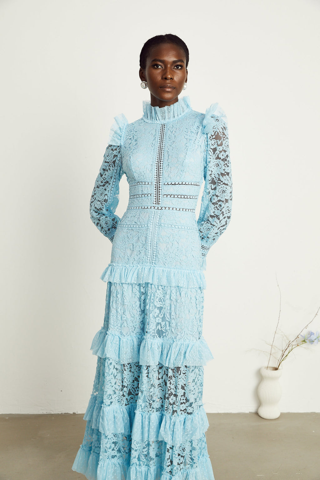 Sabine dantel maksi elbise