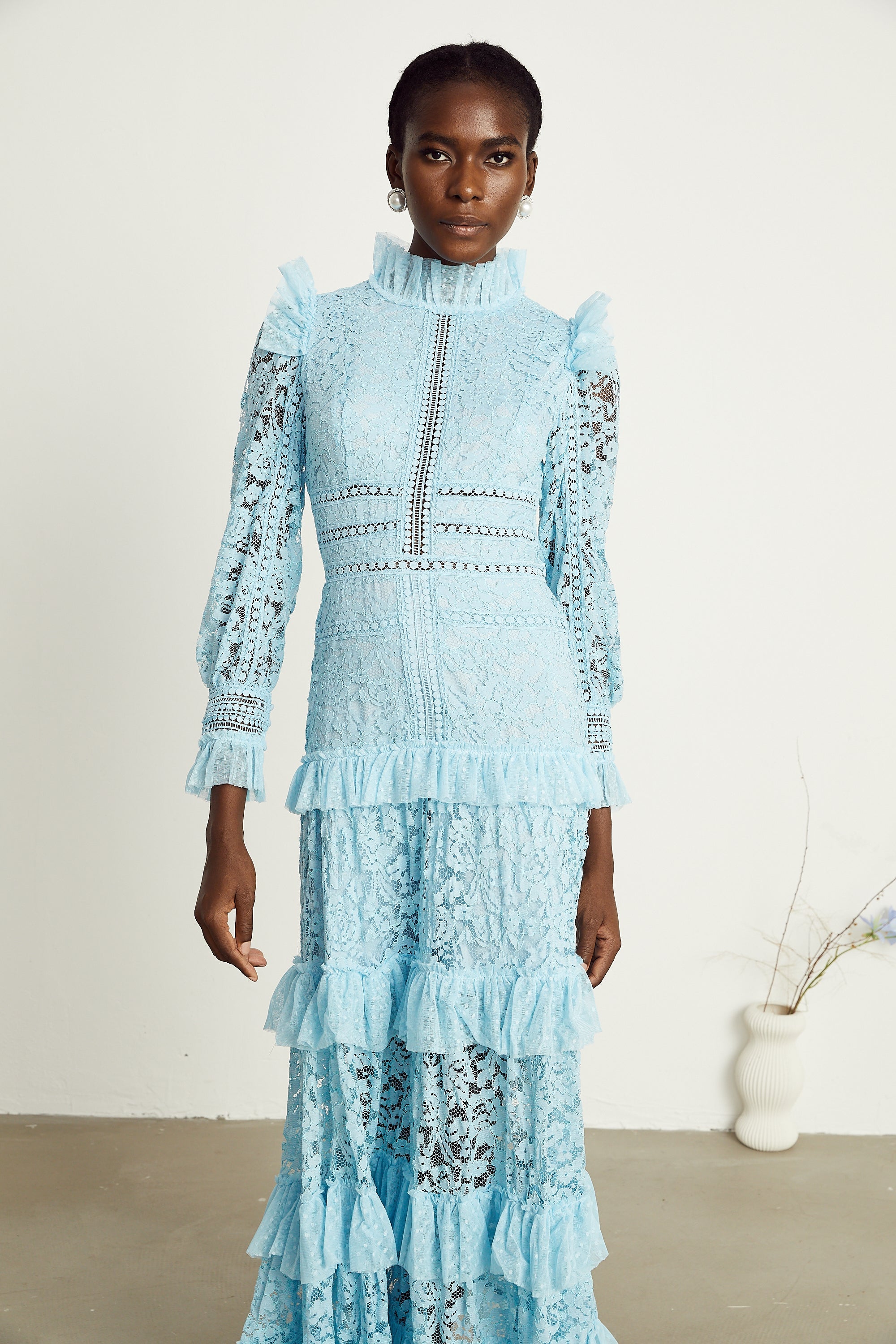 Sabine dantel maksi elbise